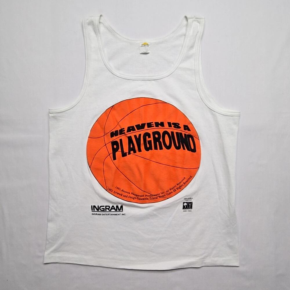 Vintage Heaven Is A Playground Tank Top Basketball Movie Promo White L Tee 90s